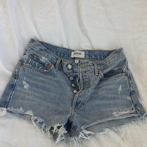 Agolde Light Blue Distressed Jean Shorts